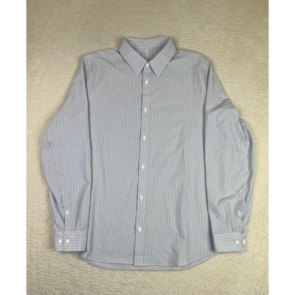 lululemon athletica Light Blue and White Striped Venture Slim-fit Dress Shirt